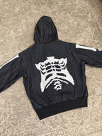 9090 Bone Skeleton Rigid Denim Zip Hoodie Raw Jacket