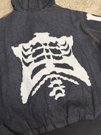 9090 Bone Skeleton Rigid Denim Zip Hoodie Raw Jacket