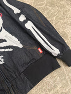 9090 Bone Skeleton Rigid Denim Zip Hoodie Raw Jacket