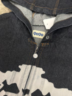 9090 Bone Skeleton Rigid Denim Zip Hoodie Raw Jacket