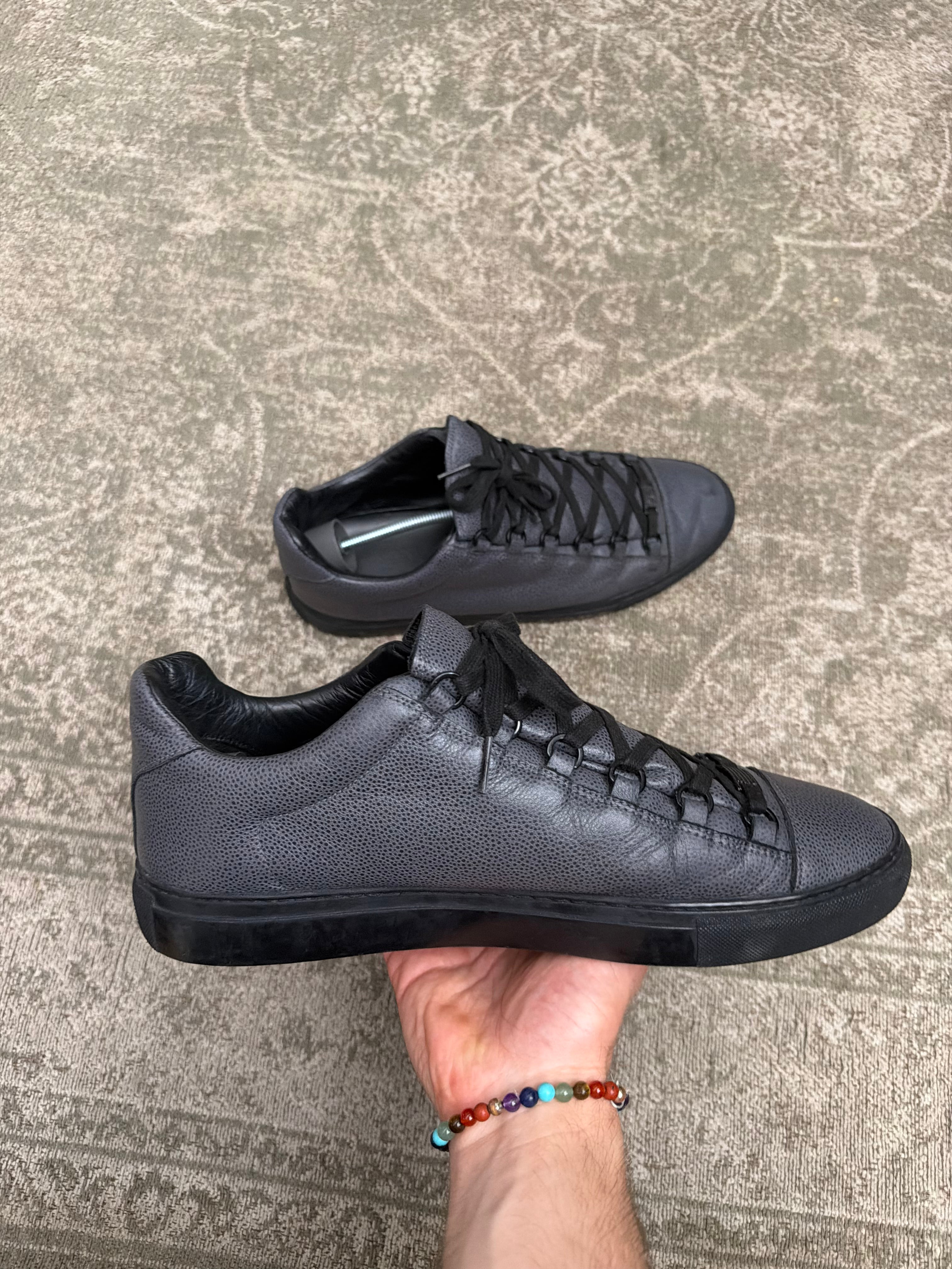 Balenciaga Arena Low Grey Black Grained Leather