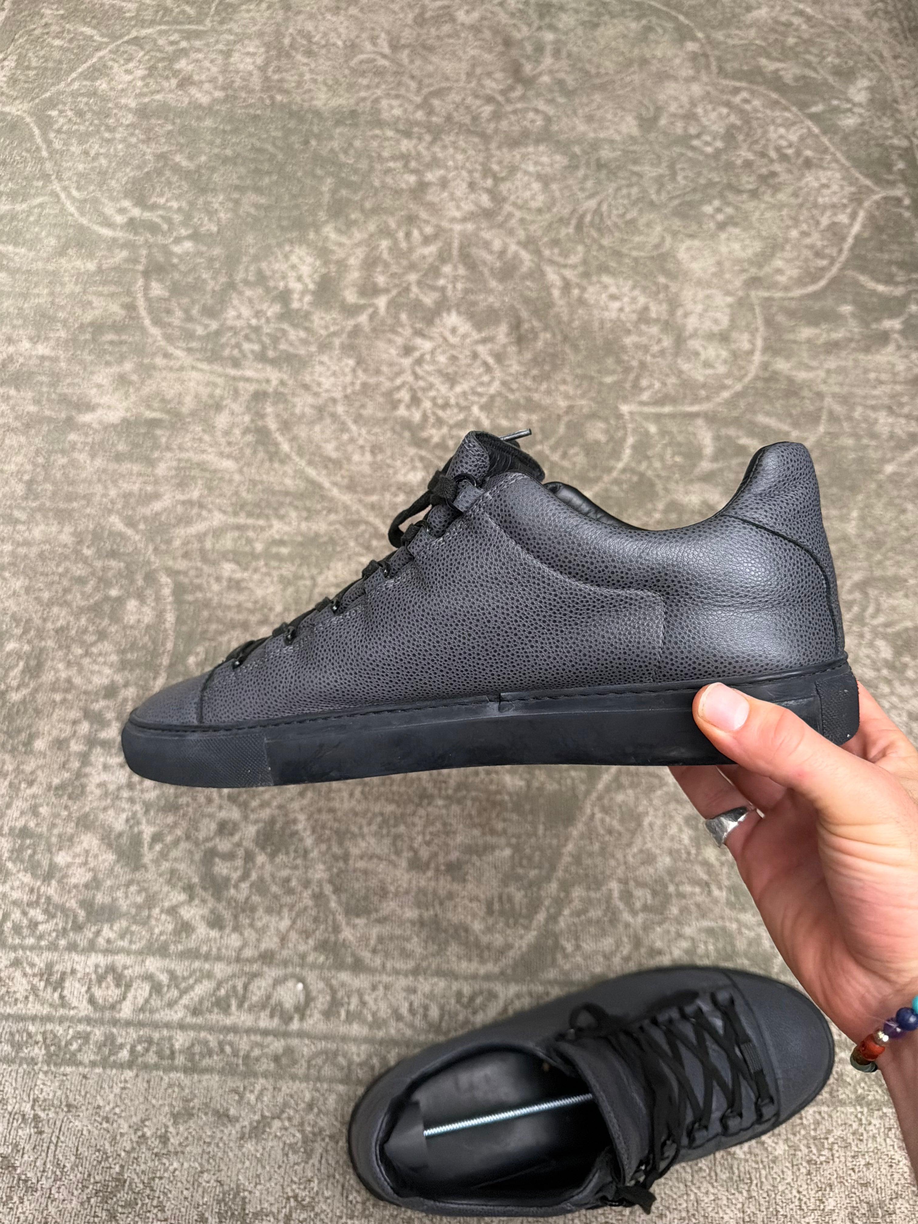 Balenciaga Arena Low Grey Black Grained Leather
