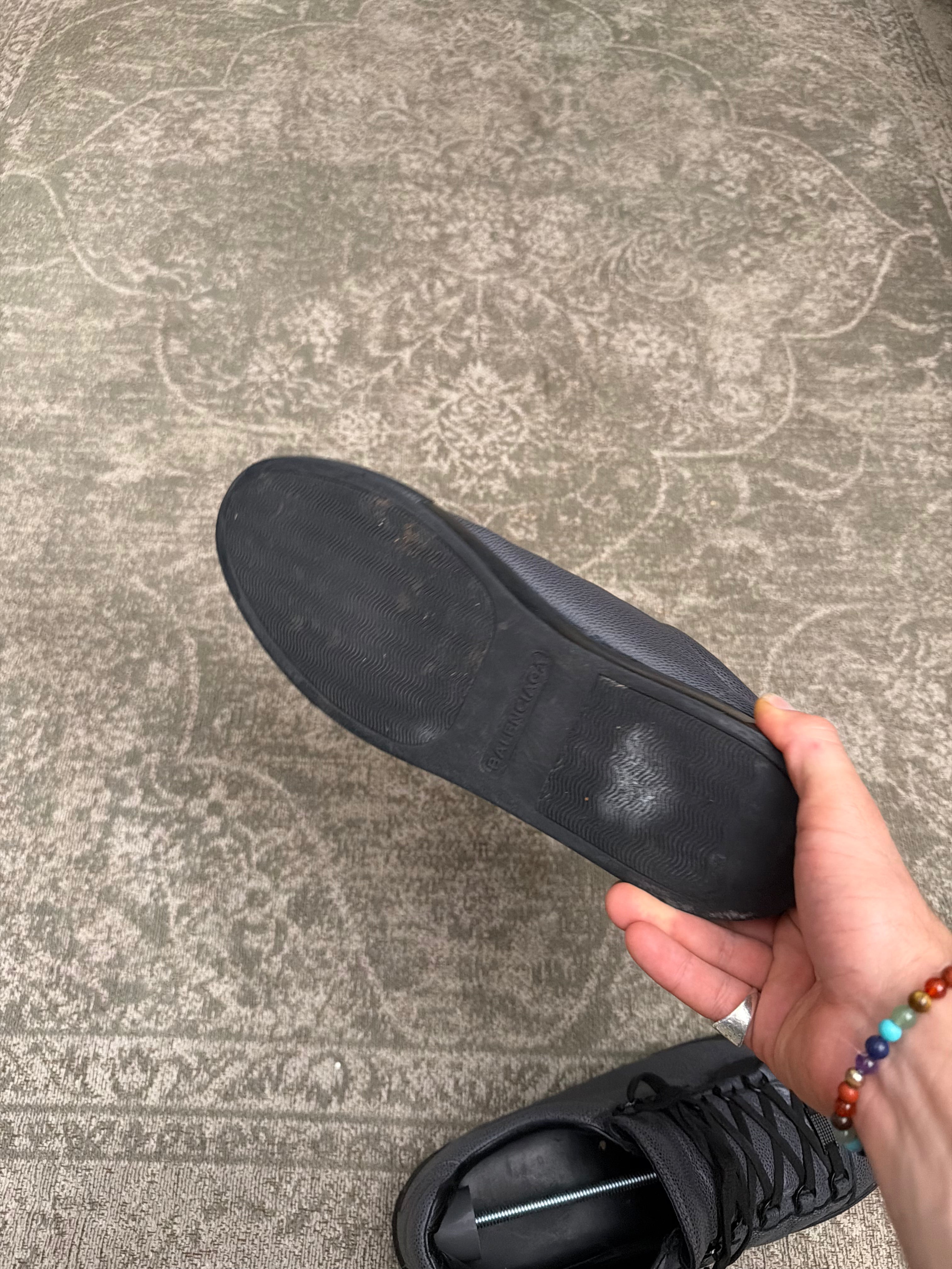 Balenciaga Arena Low Grey Black Grained Leather
