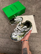 Bottega Veneta Orbit Sneakers White Green Silver