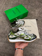 Bottega Veneta Orbit Sneakers White Green Silver