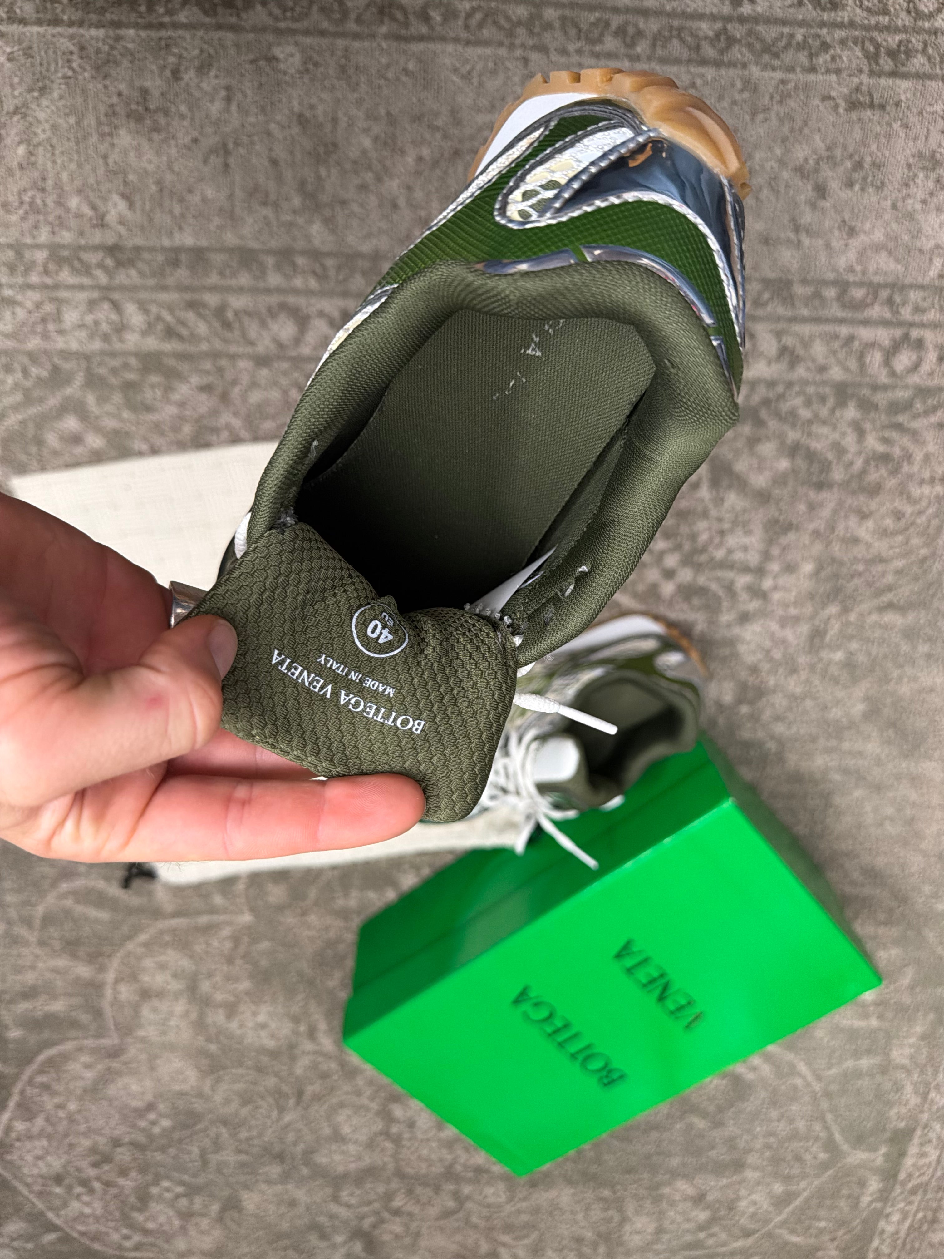 Bottega Veneta Orbit Sneakers White Green Silver