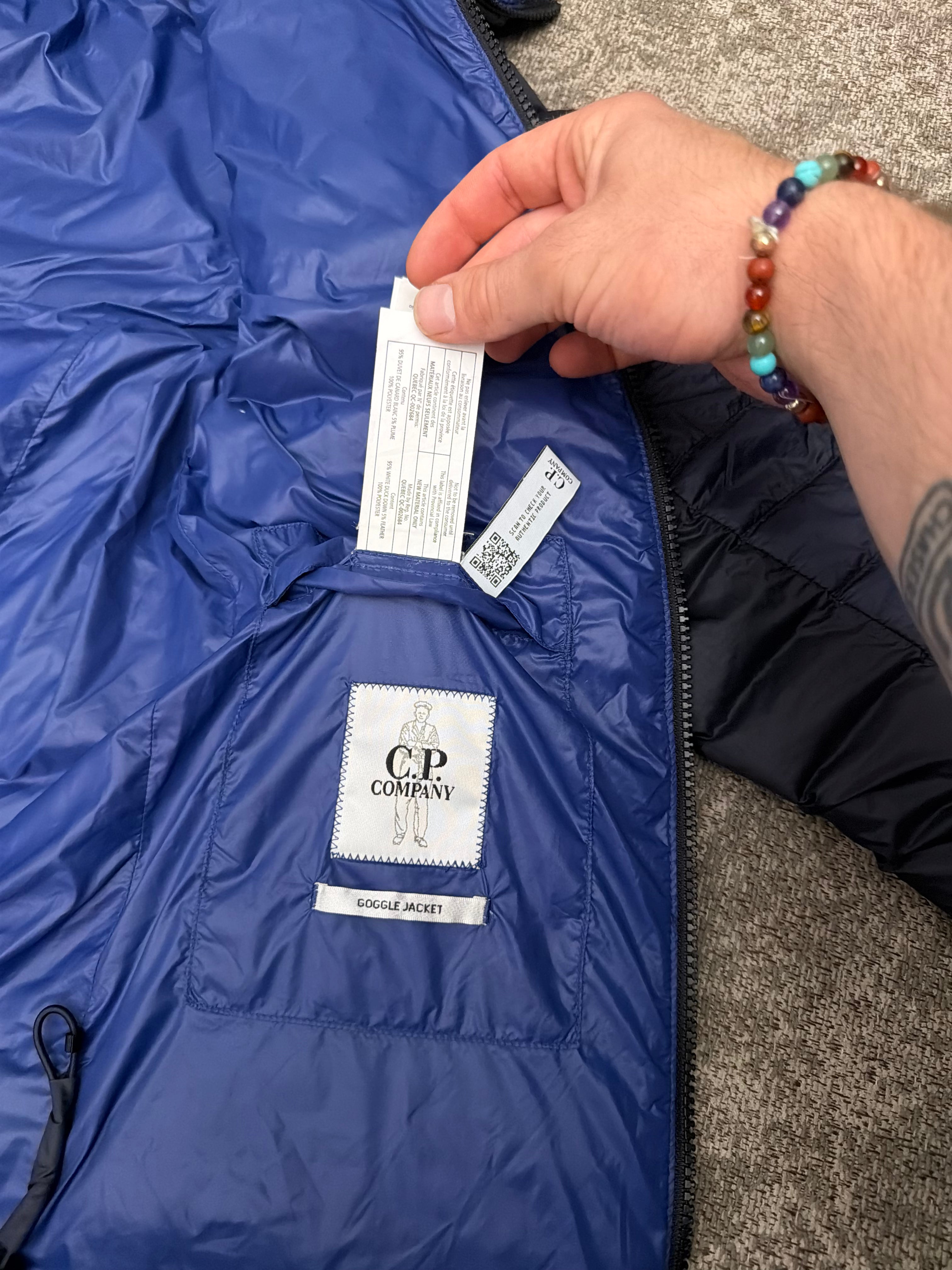 CP Company D.D. Shell Down Goggle Puffer Jacket Navy