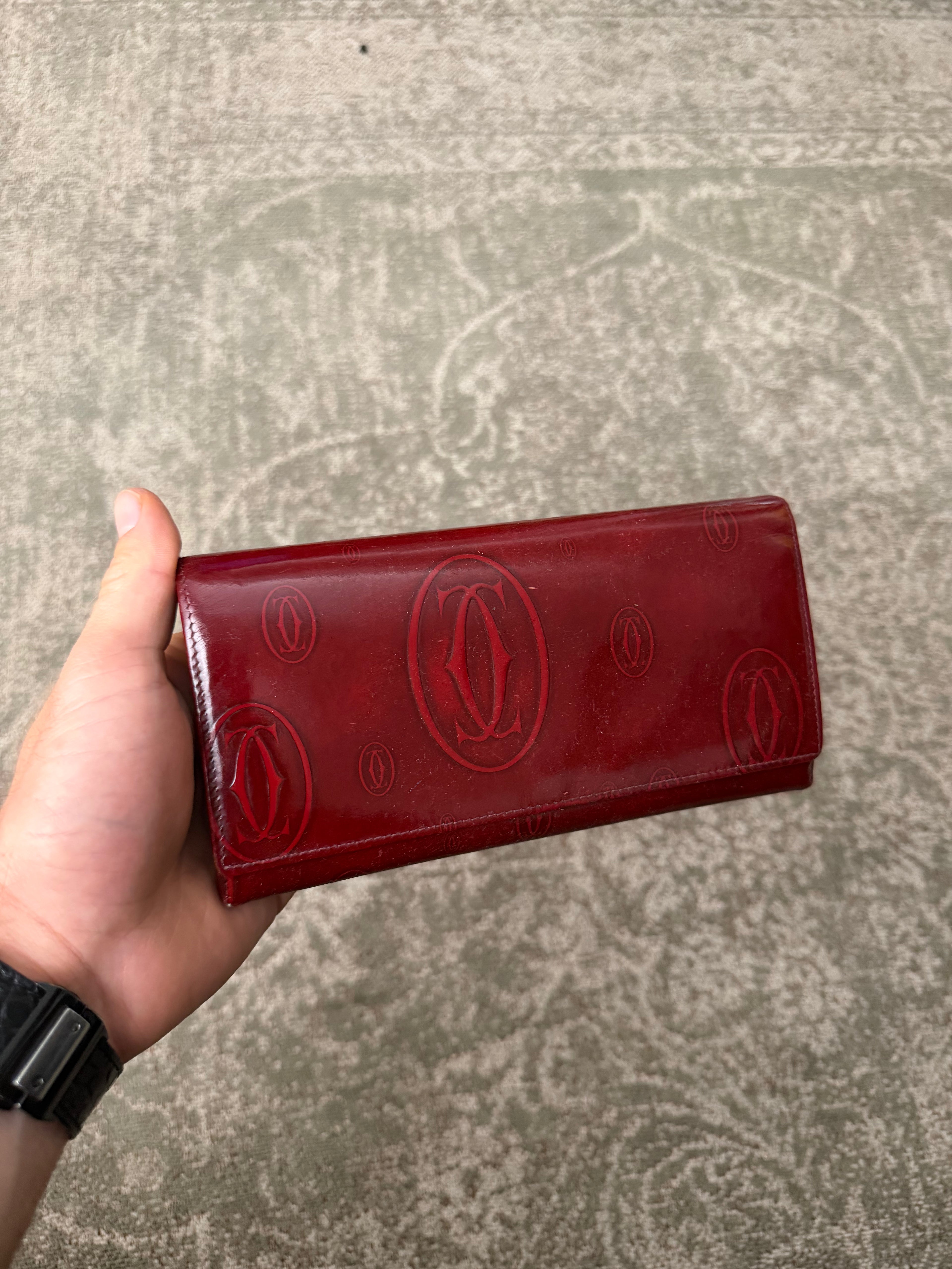 Cartier Birthday Long Wallet Patent Burgundy