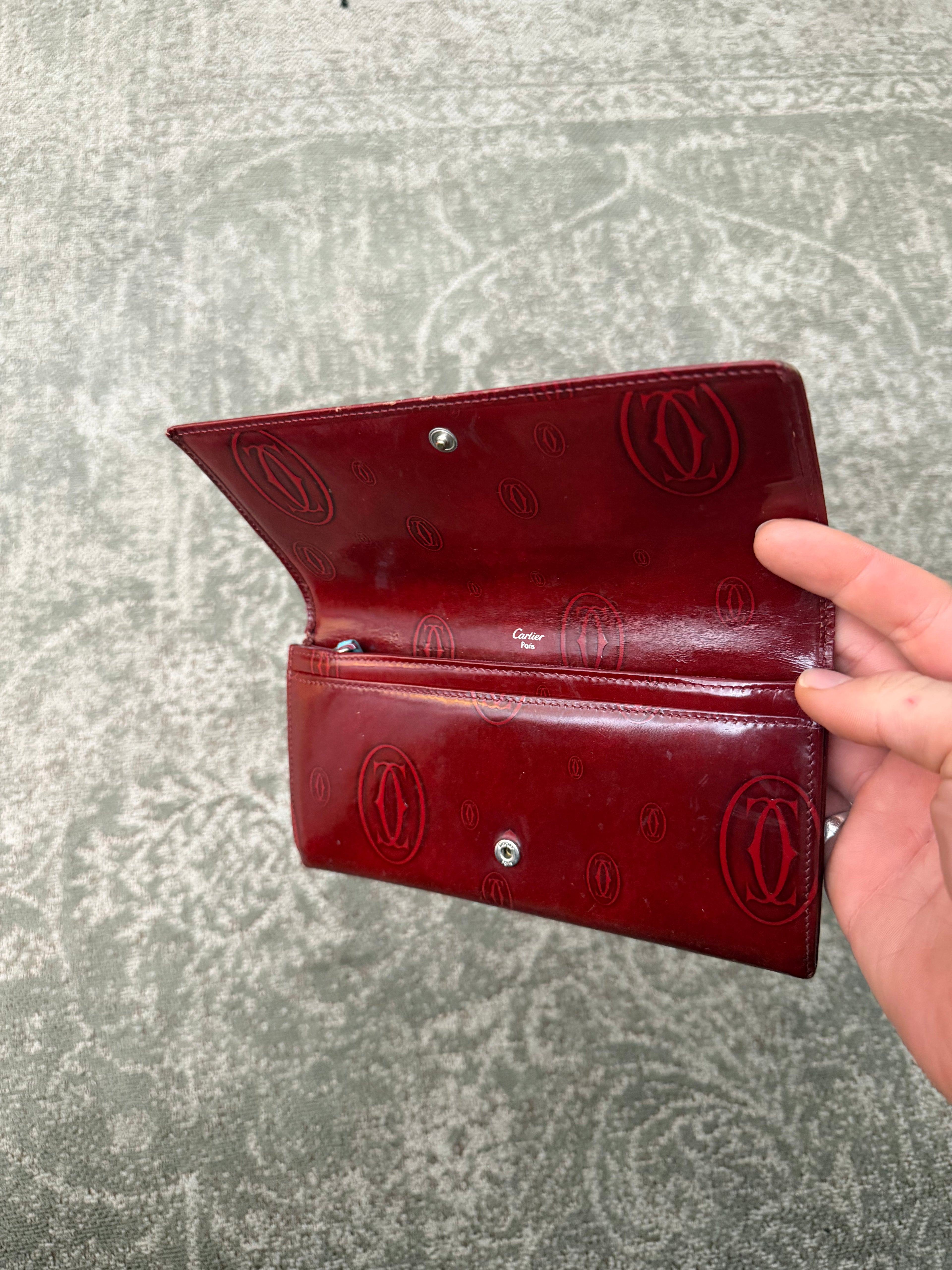 Cartier Birthday Long Wallet Patent Burgundy