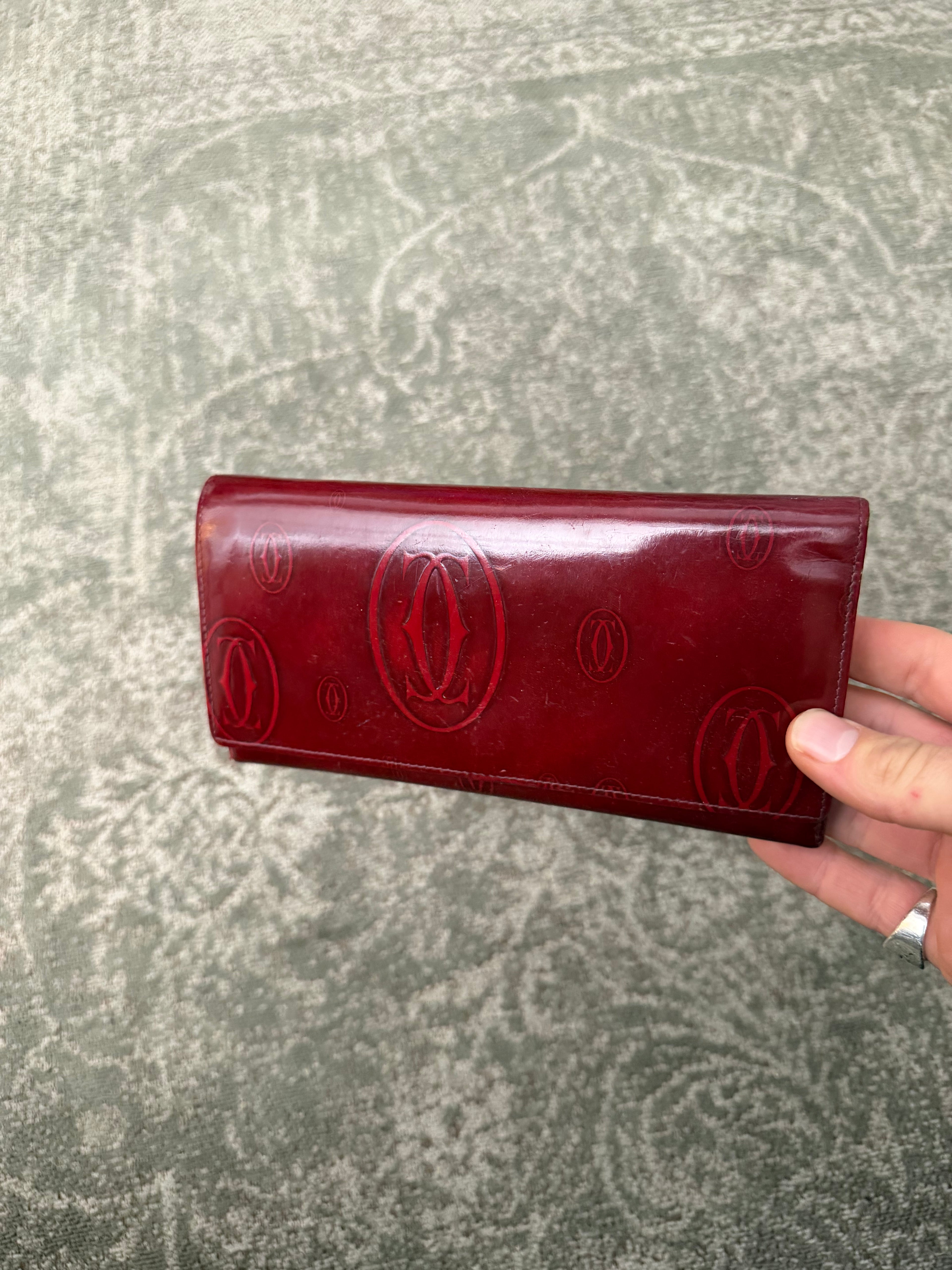 Cartier Birthday Long Wallet Patent Burgundy