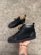 Christian Louboutin Louis Spikes Sneaker High Black Mesh Leather