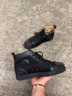 Christian Louboutin Louis Spikes Sneaker High Black Mesh Leather