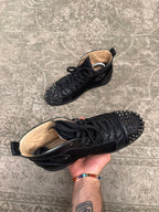 Christian Louboutin Louis Spikes Sneaker High Black Mesh Leather