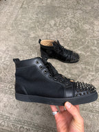 Christian Louboutin Louis Spikes Sneaker High Black Mesh Leather