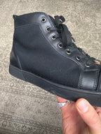 Christian Louboutin Louis Spikes Sneaker High Black Mesh Leather