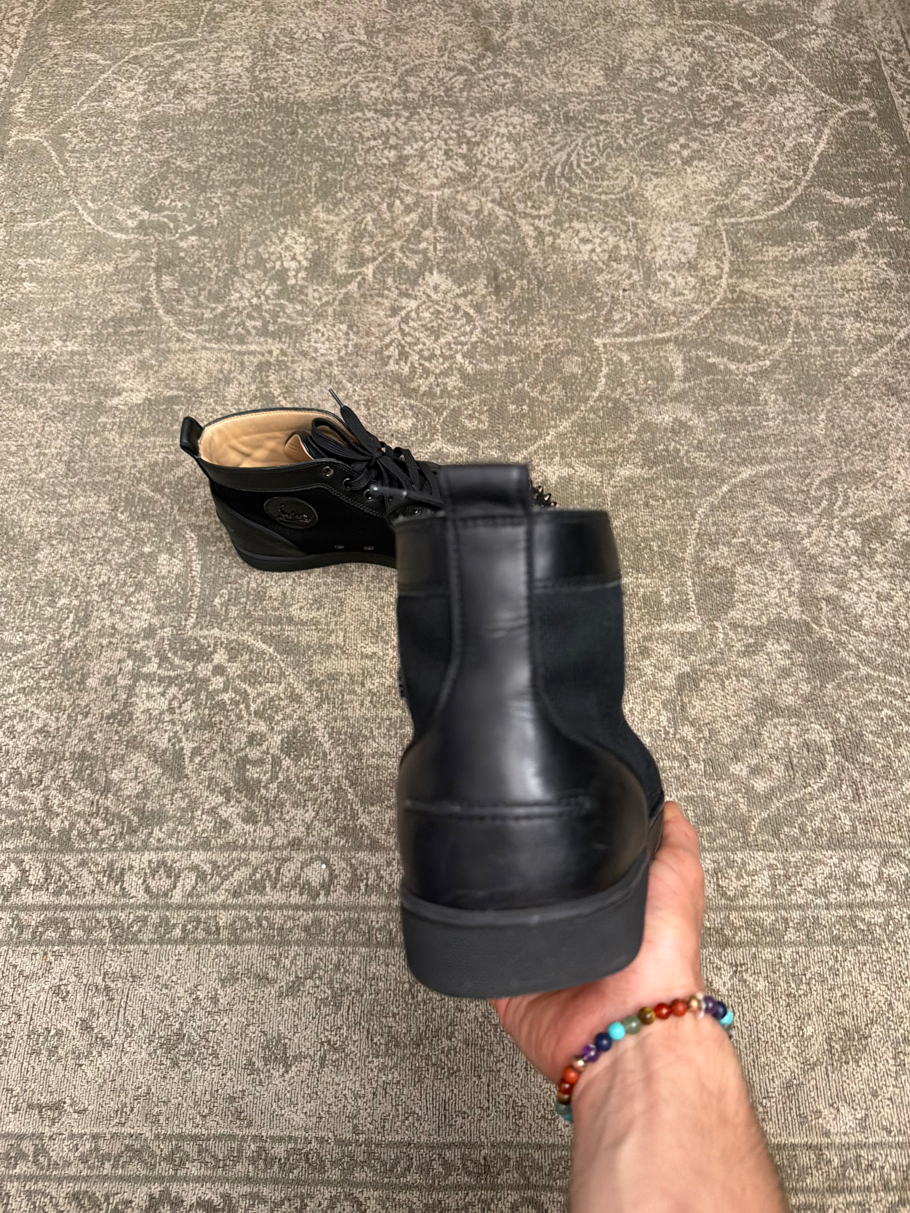 Christian Louboutin Louis Spikes Sneaker High Black Mesh Leather