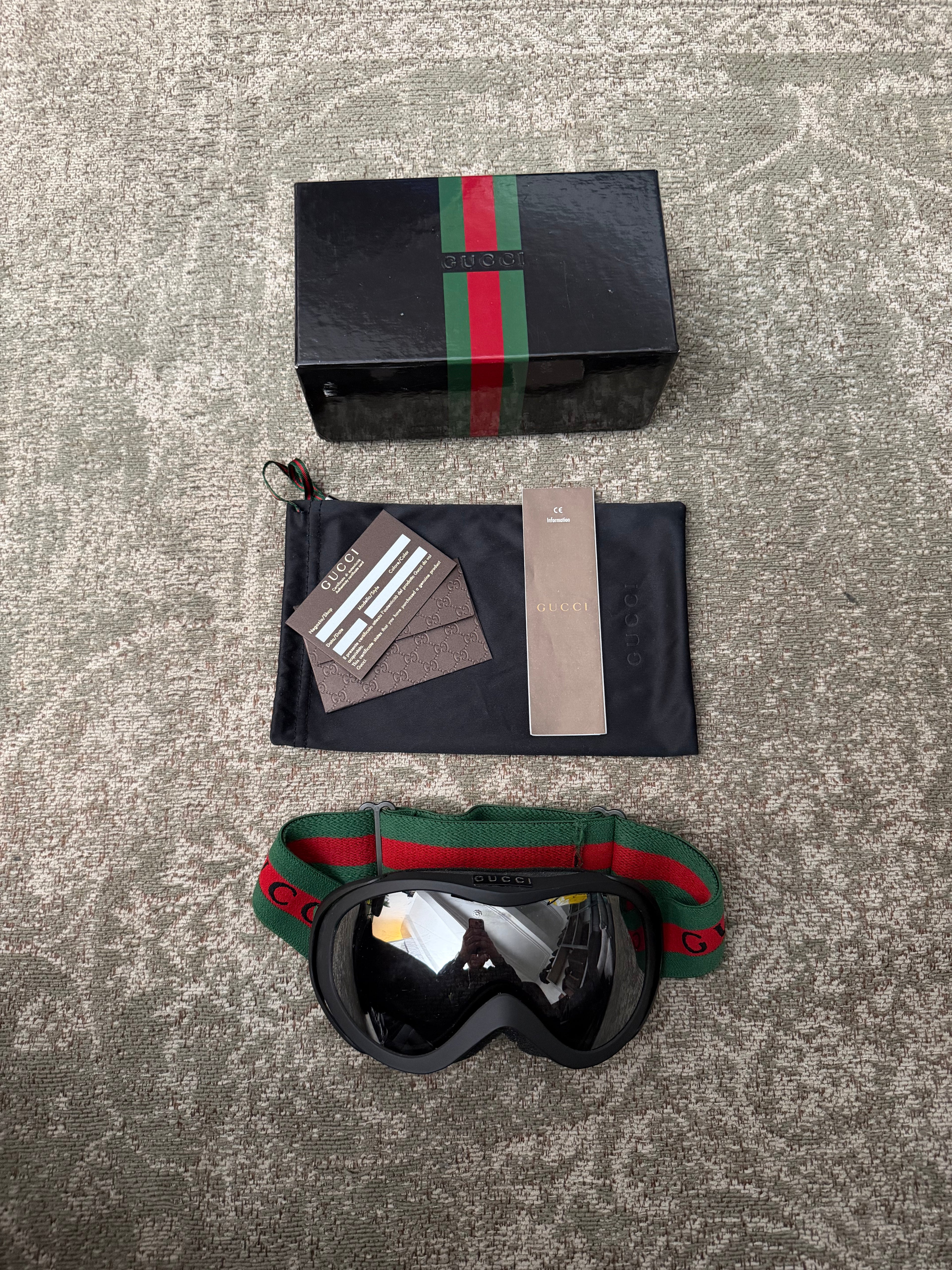 Gucci GG 1653 Ski Goggles Glasses Web Design Black
