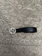 Gucci Interlocking G Monogram Signature Belt Black Silver Monogram