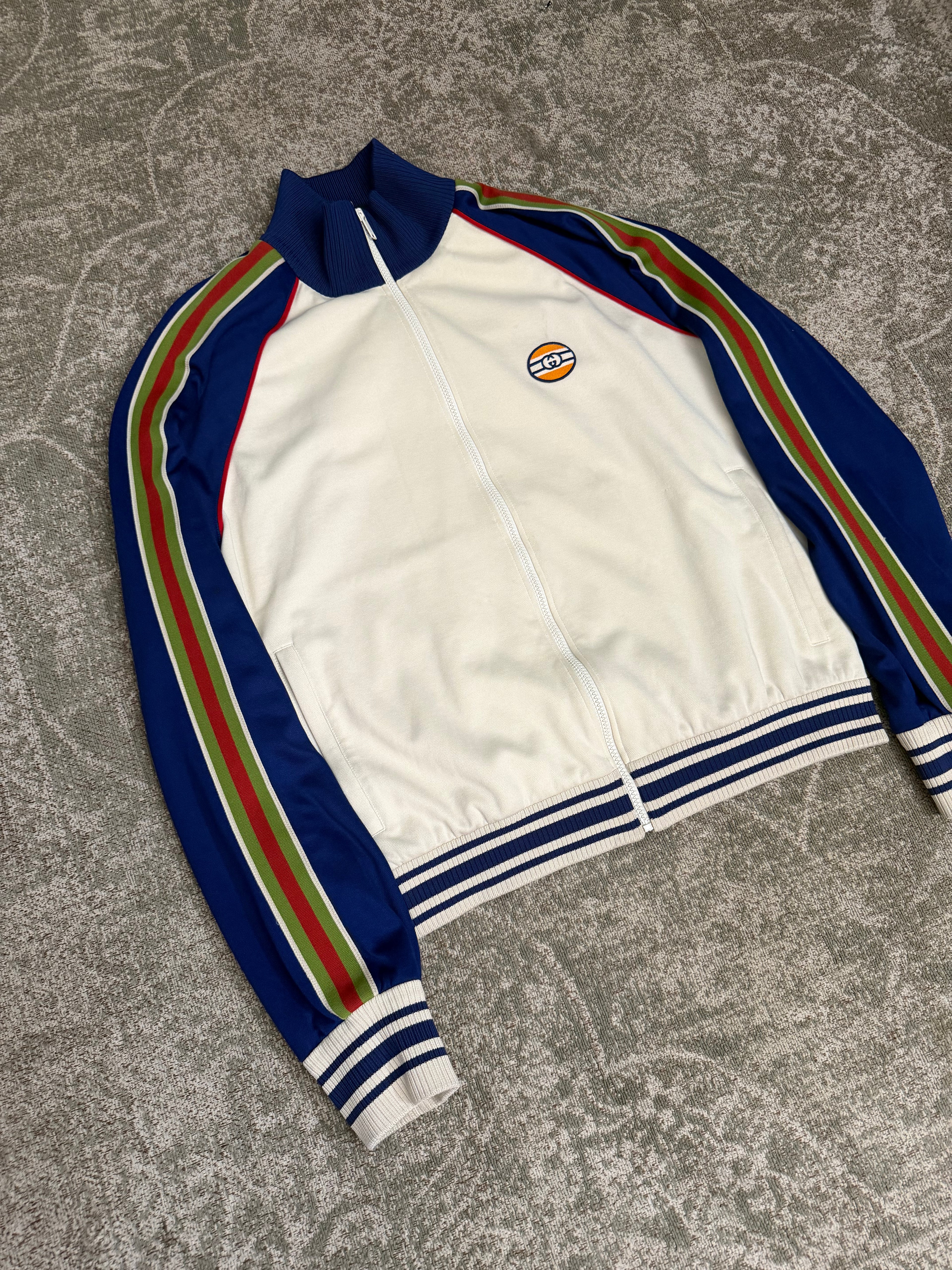Gucci Technical Jersey Track Jacket Cotton Cream Navy Red