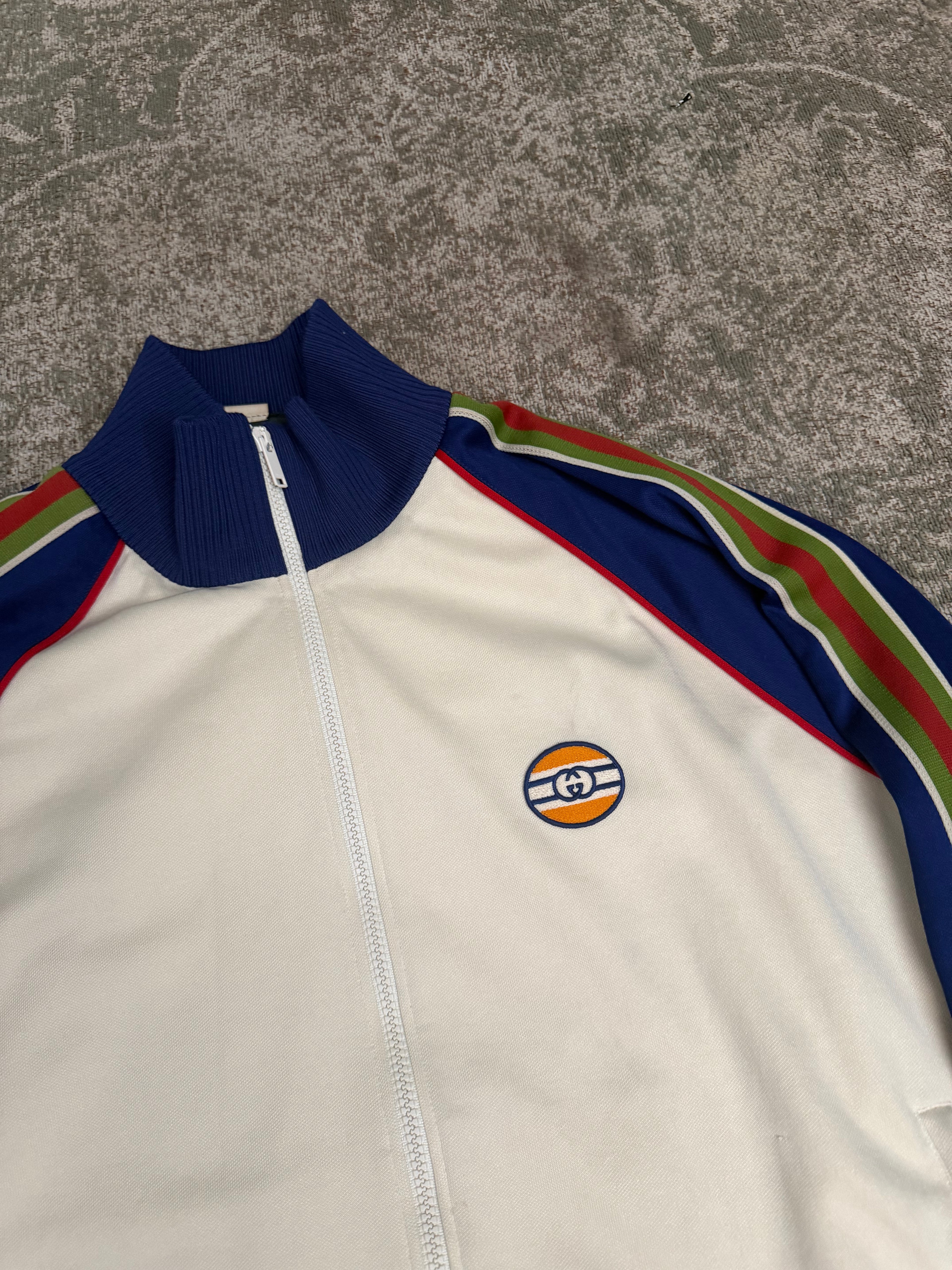 Gucci Technical Jersey Track Jacket Cotton Cream Navy Red