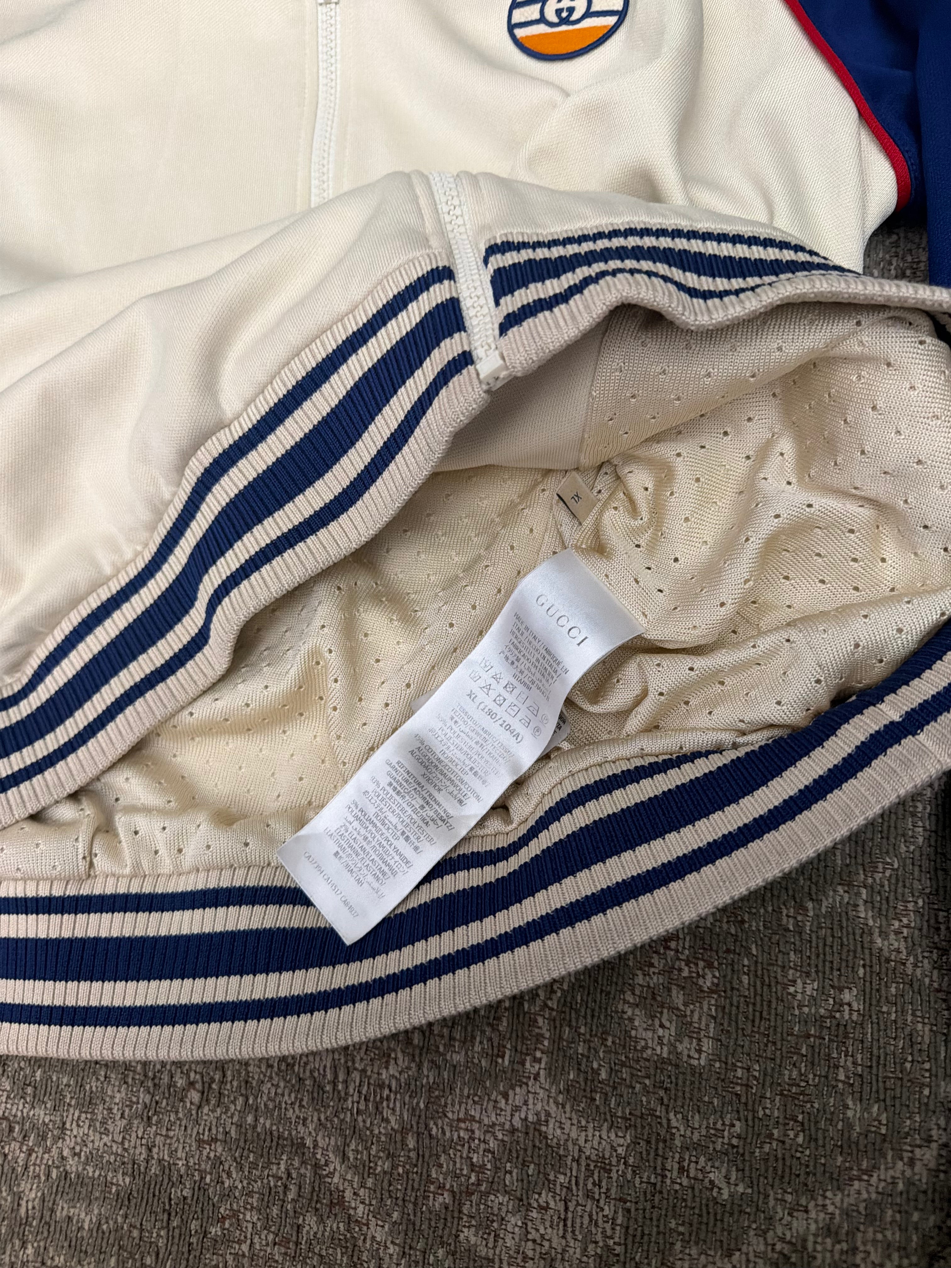 Gucci Technical Jersey Track Jacket Cotton Cream Navy Red