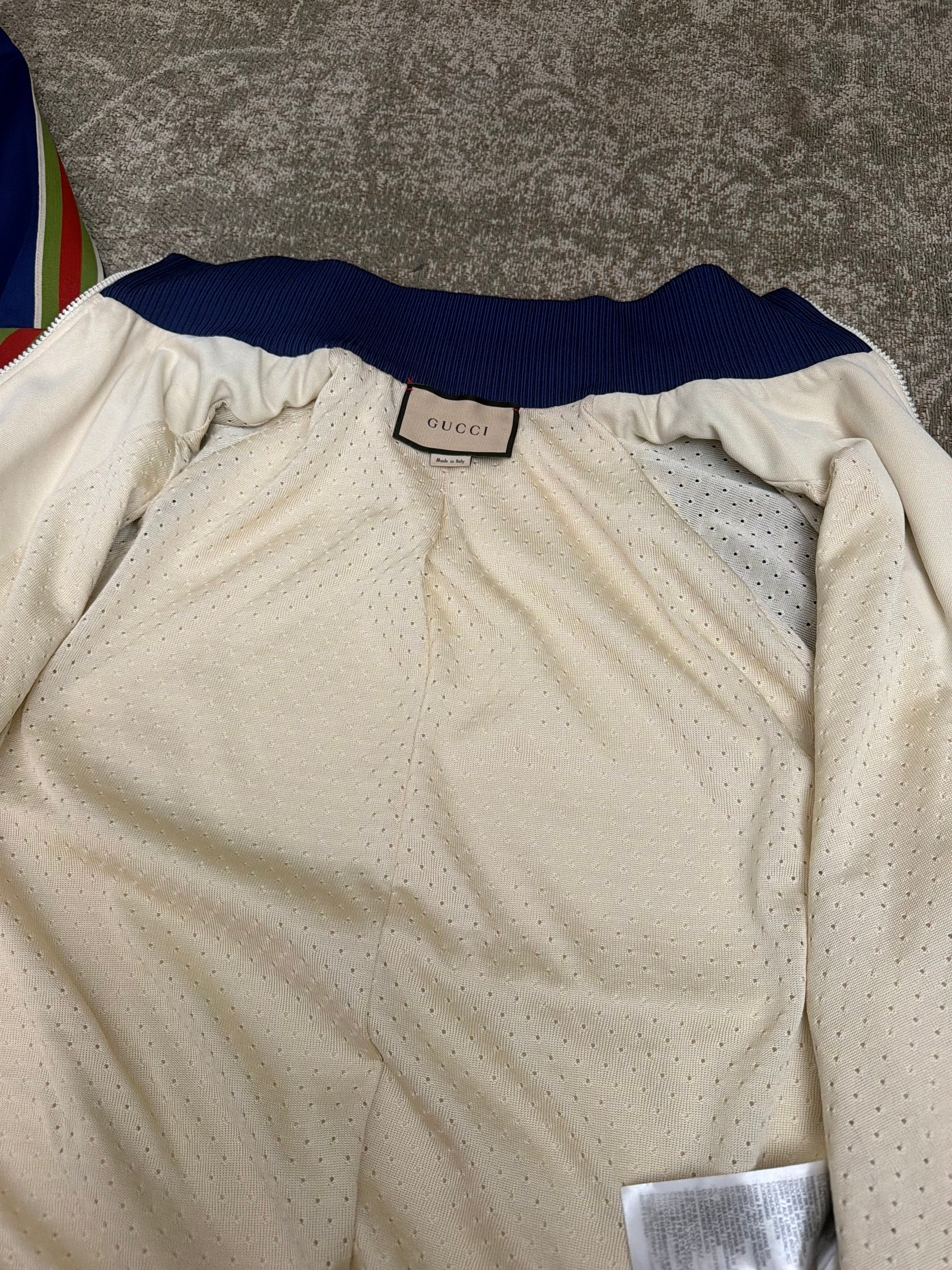 Gucci Technical Jersey Track Jacket Cotton Cream Navy Red