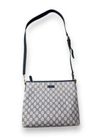 Gucci GG Supreme Zip Top Shoulderbag Beige Navy Strap