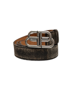 Balenciaga BB Large Leather Black Distressed Belt