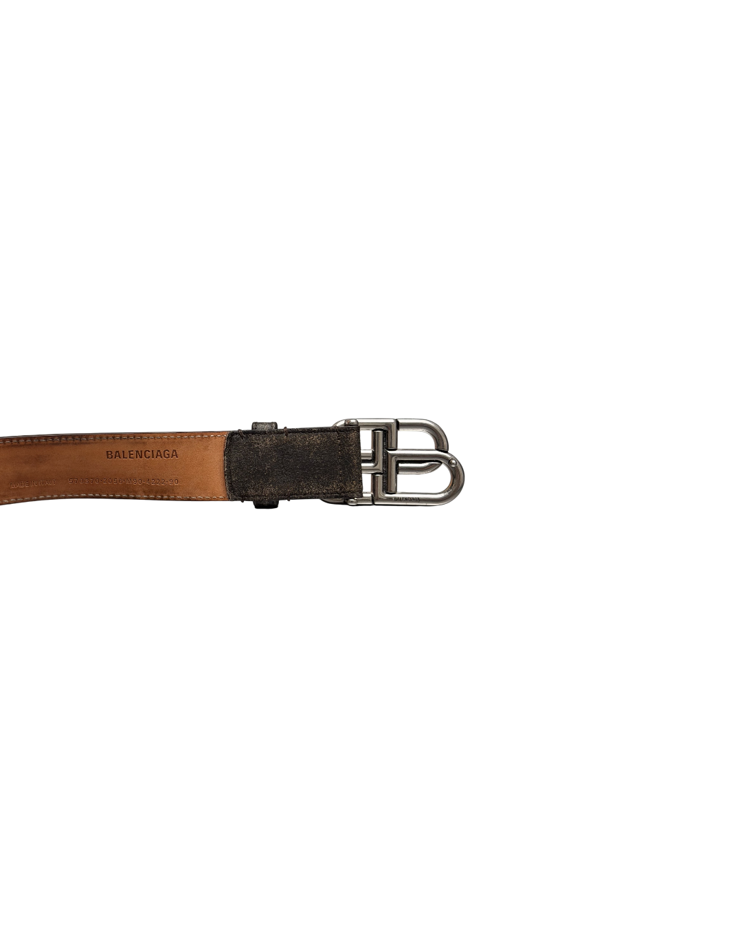 Balenciaga BB Large Leather Black Distressed Belt