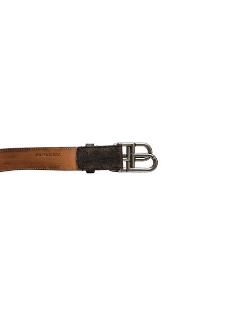 Balenciaga BB Large Leather Black Distressed Belt