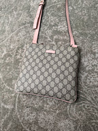 Gucci GG Supreme Canvas Crossbody Bag Beige Pink