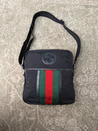 Gucci Nylon Interlocking G Web Messenger Bag Black