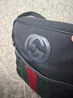 Gucci Nylon Interlocking G Web Messenger Bag Black
