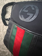 Gucci Nylon Interlocking G Web Messenger Bag Black