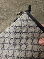 Gucci GG Supreme Zip Top Shoulderbag Beige Navy Strap