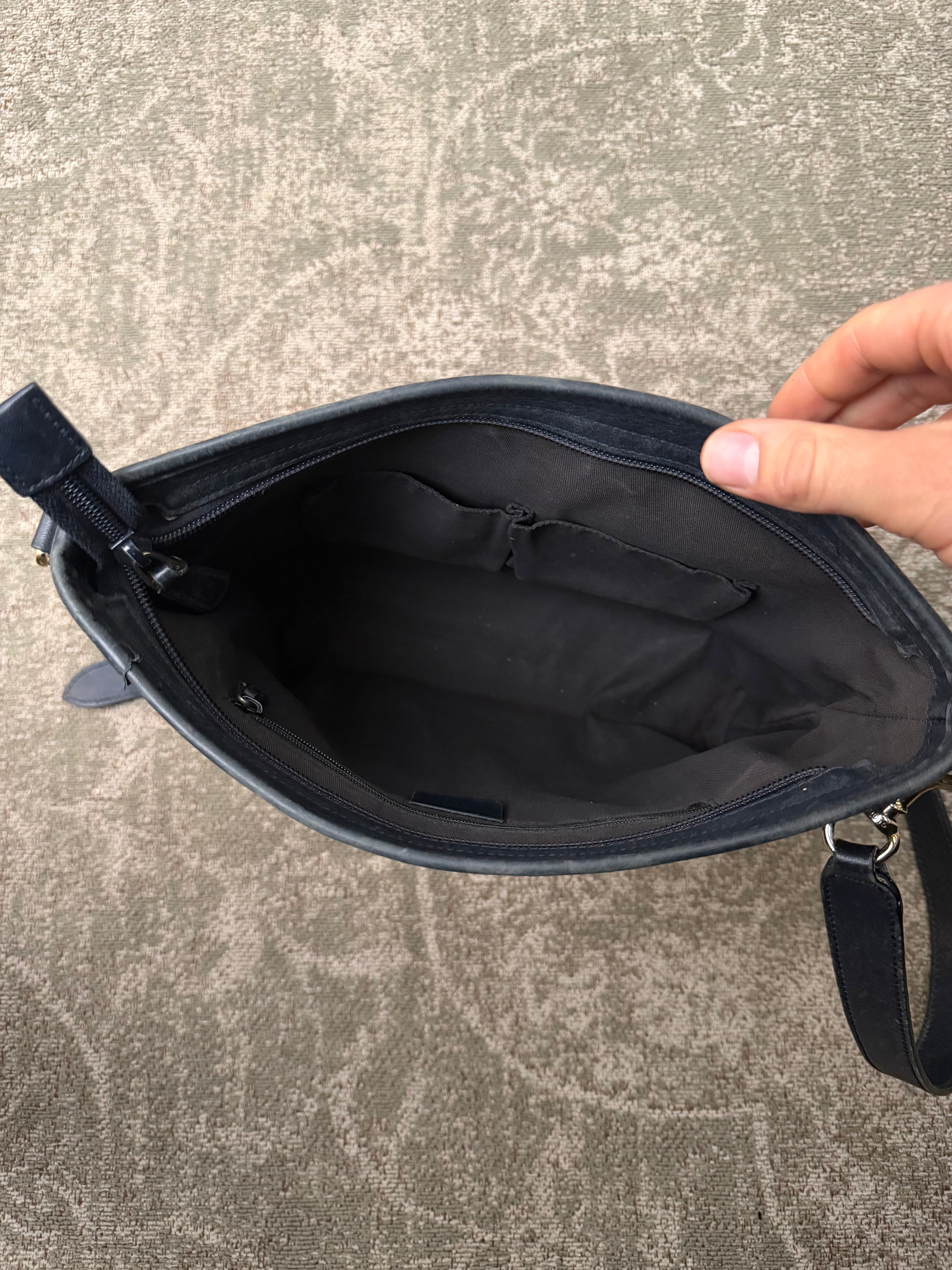 Gucci GG Supreme Zip Top Shoulderbag Beige Navy Strap