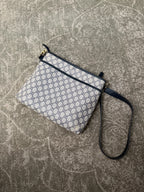 Gucci GG Supreme Zip Top Shoulderbag Beige Navy Strap