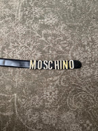 Moschino Belt Black Leather Gold Lettering