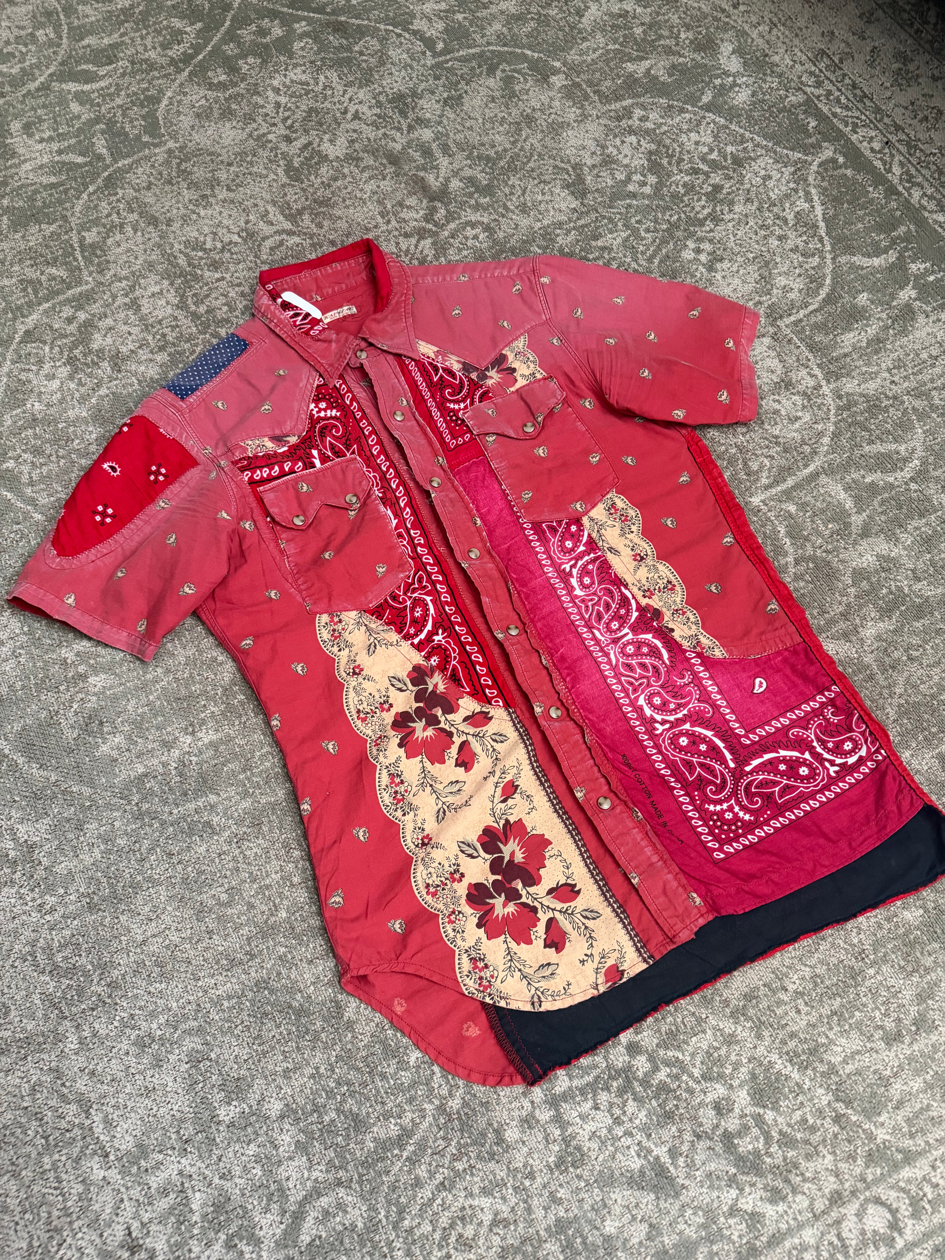 Kapital Bandana Patchwork Button Shirt Red