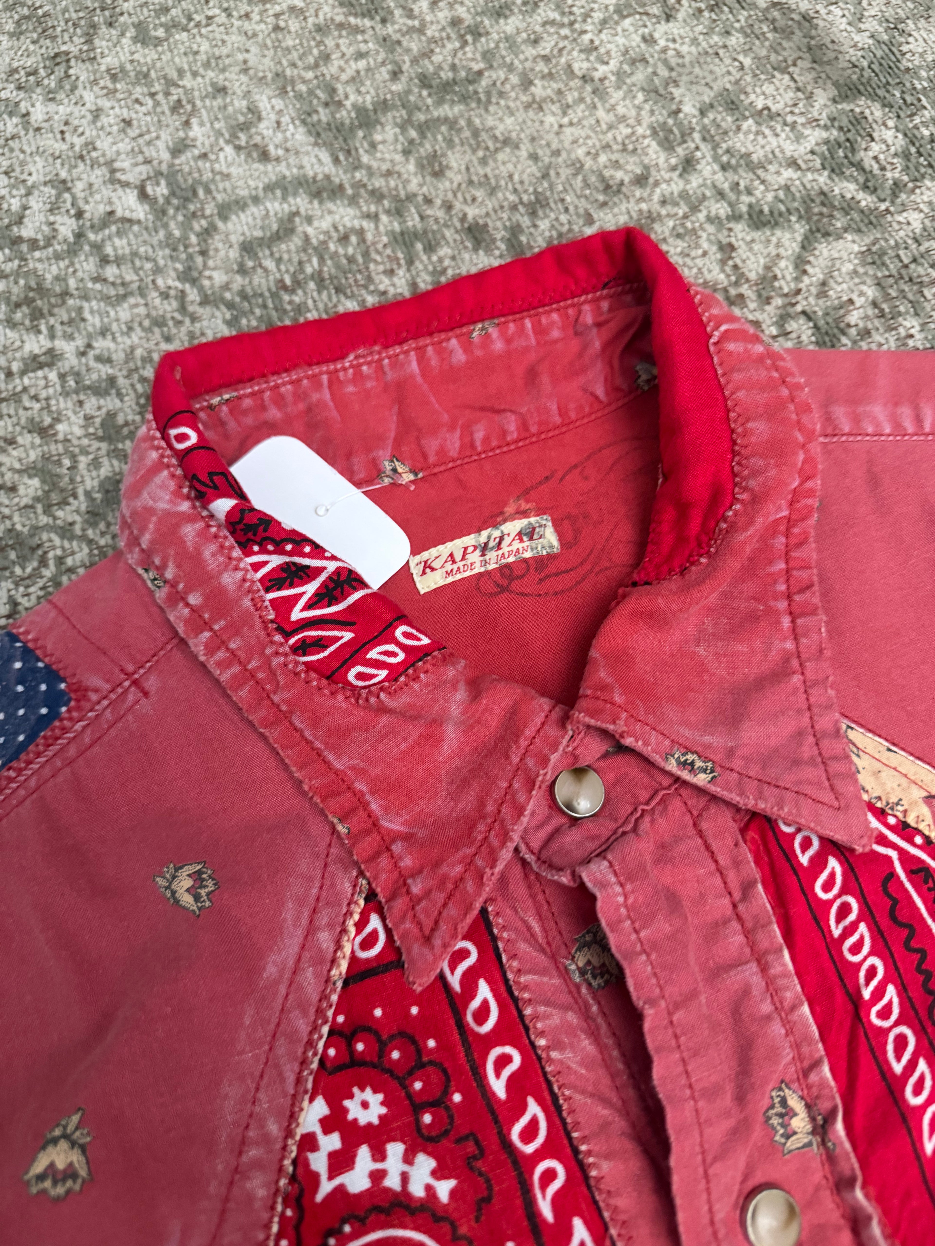Kapital Bandana Patchwork Button Shirt Red