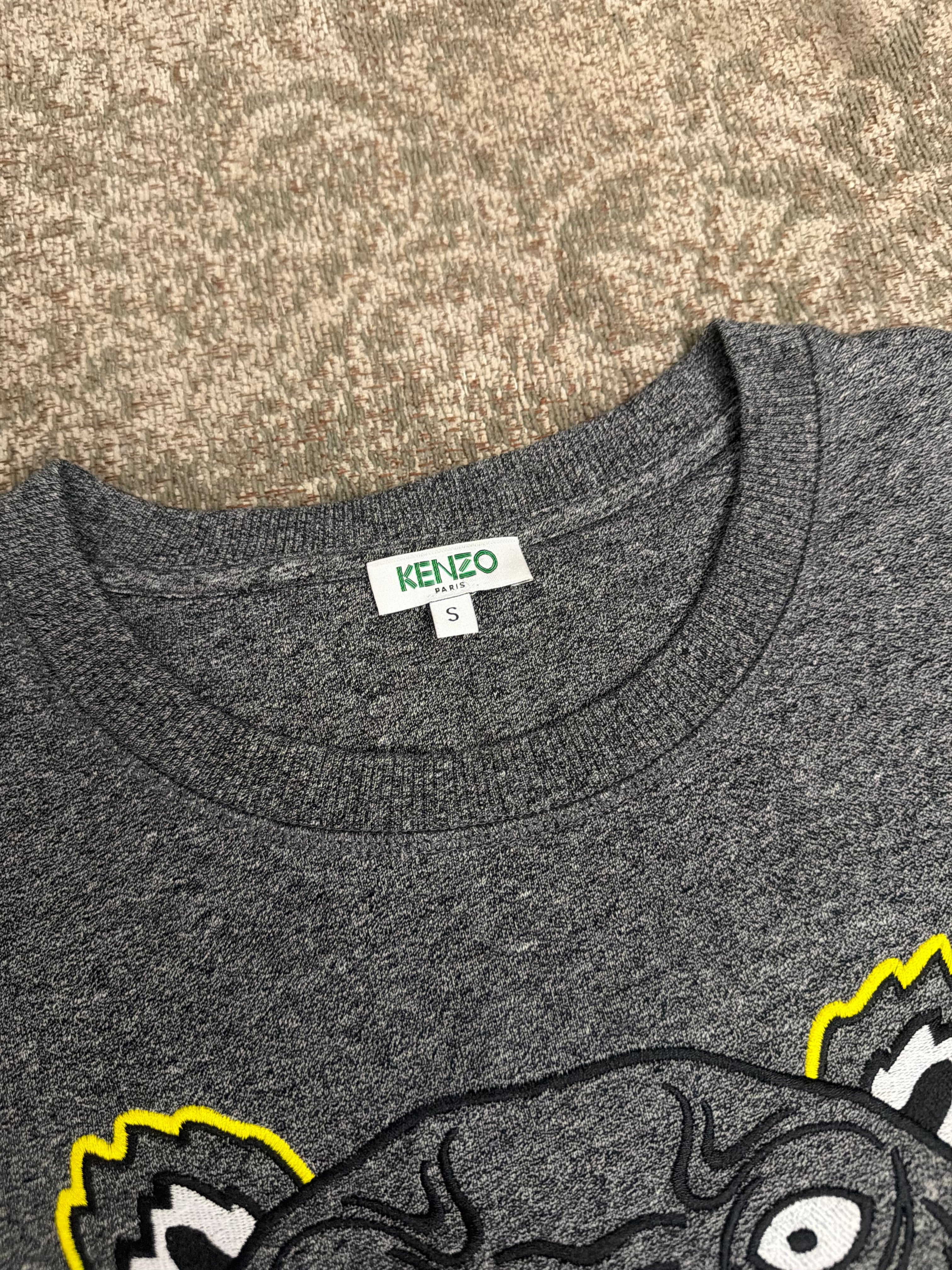 Kenzo Love Crewneck Tiger Dark Grey Yellow Embroidery