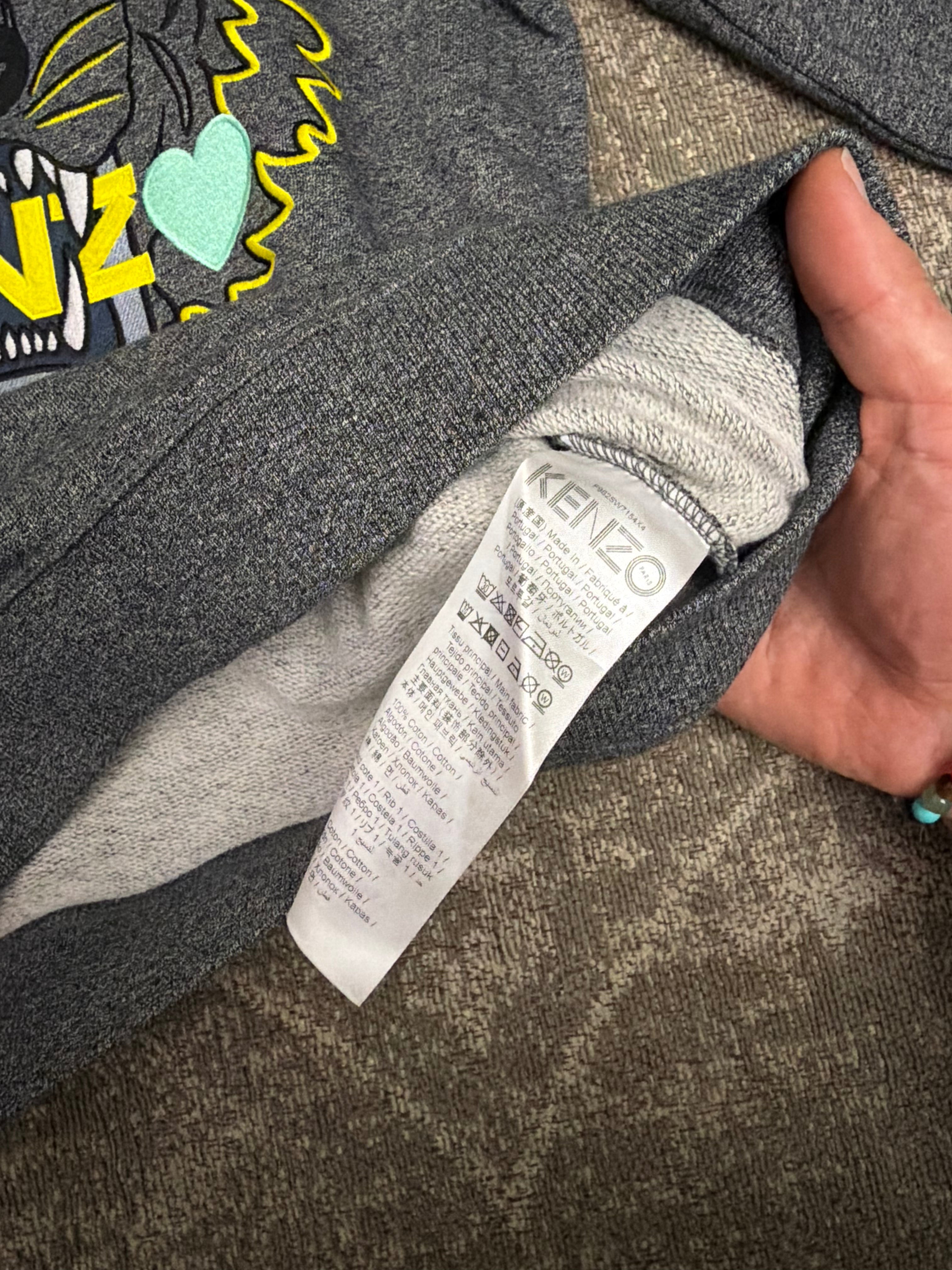 Kenzo Love Crewneck Tiger Dark Grey Yellow Embroidery
