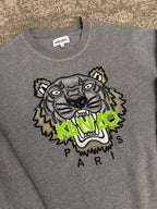 Kenzo Tiger Paris Crewneck Dark Grey Fluo Green