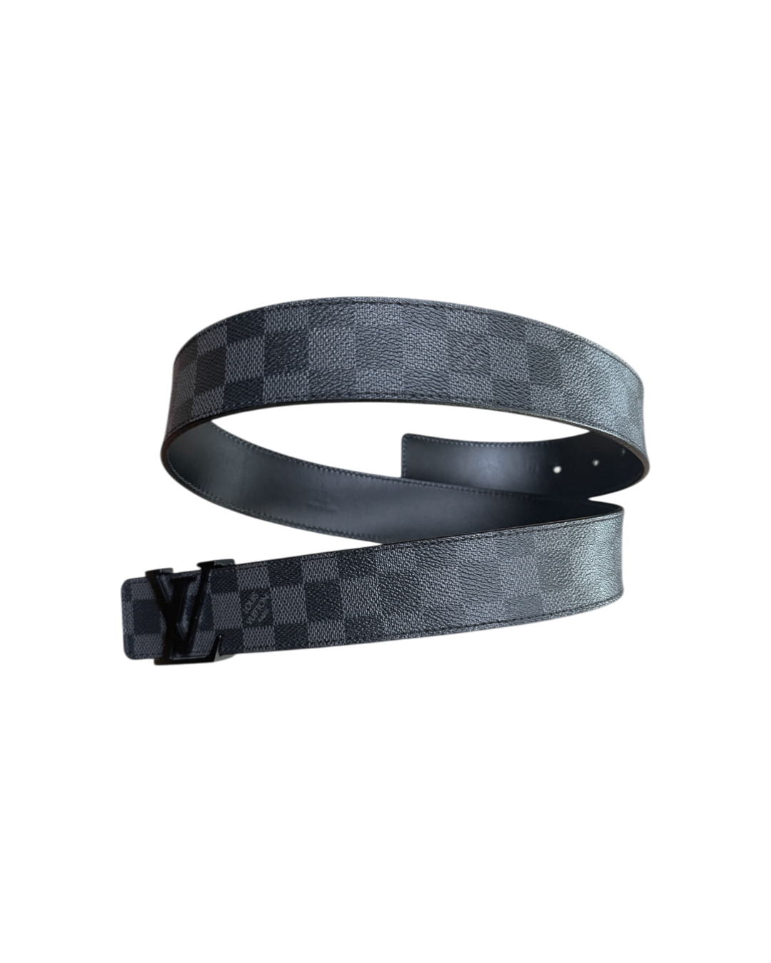 Louis Vuitton Initials Damier Graphite Canvas Belt Black Matte