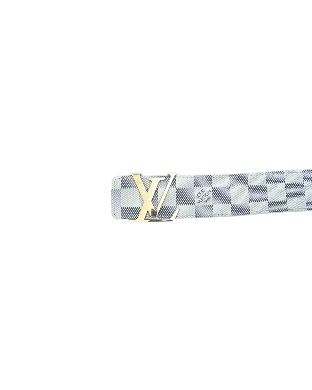 Louis Vuitton Initiales Damier Azur Belt White Gold