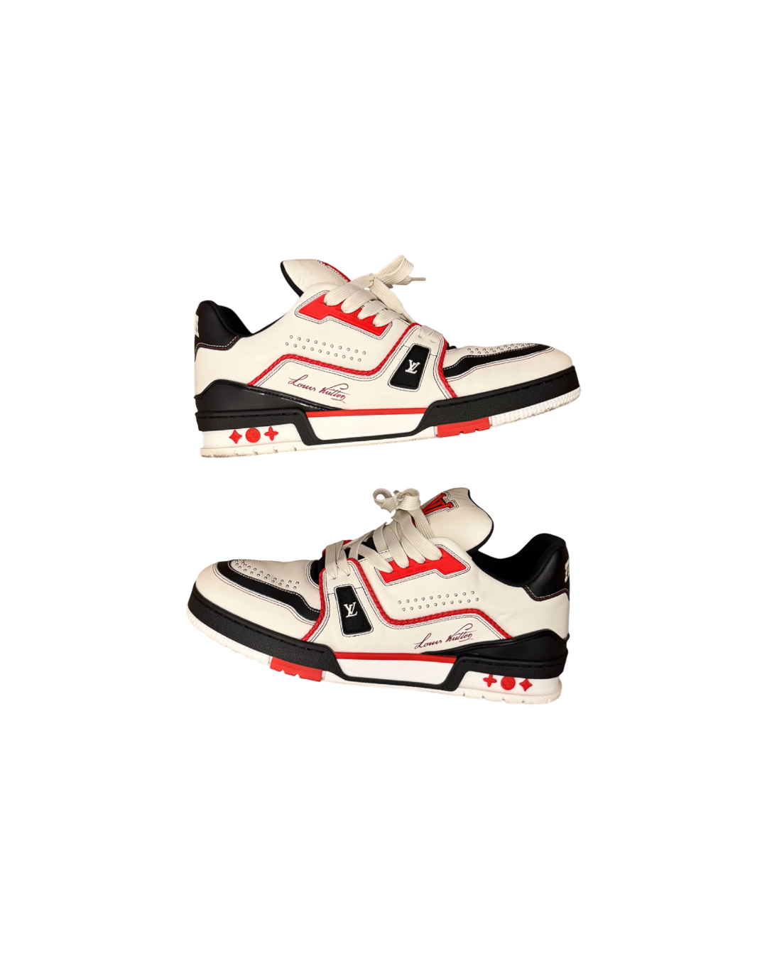 Louis Vuitton LV Trainer White Red Black Studded