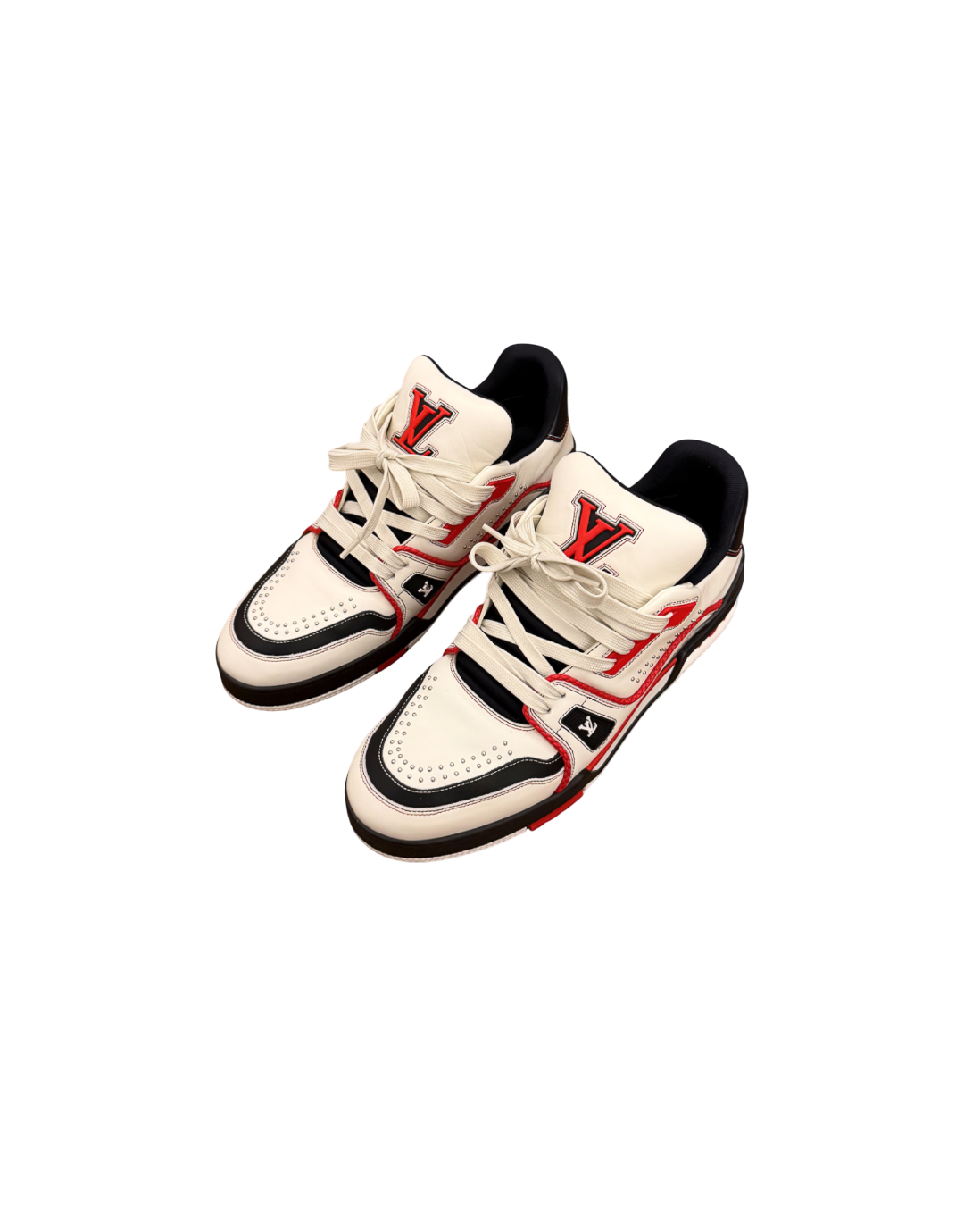 Louis Vuitton LV Trainer White Red Black Studded