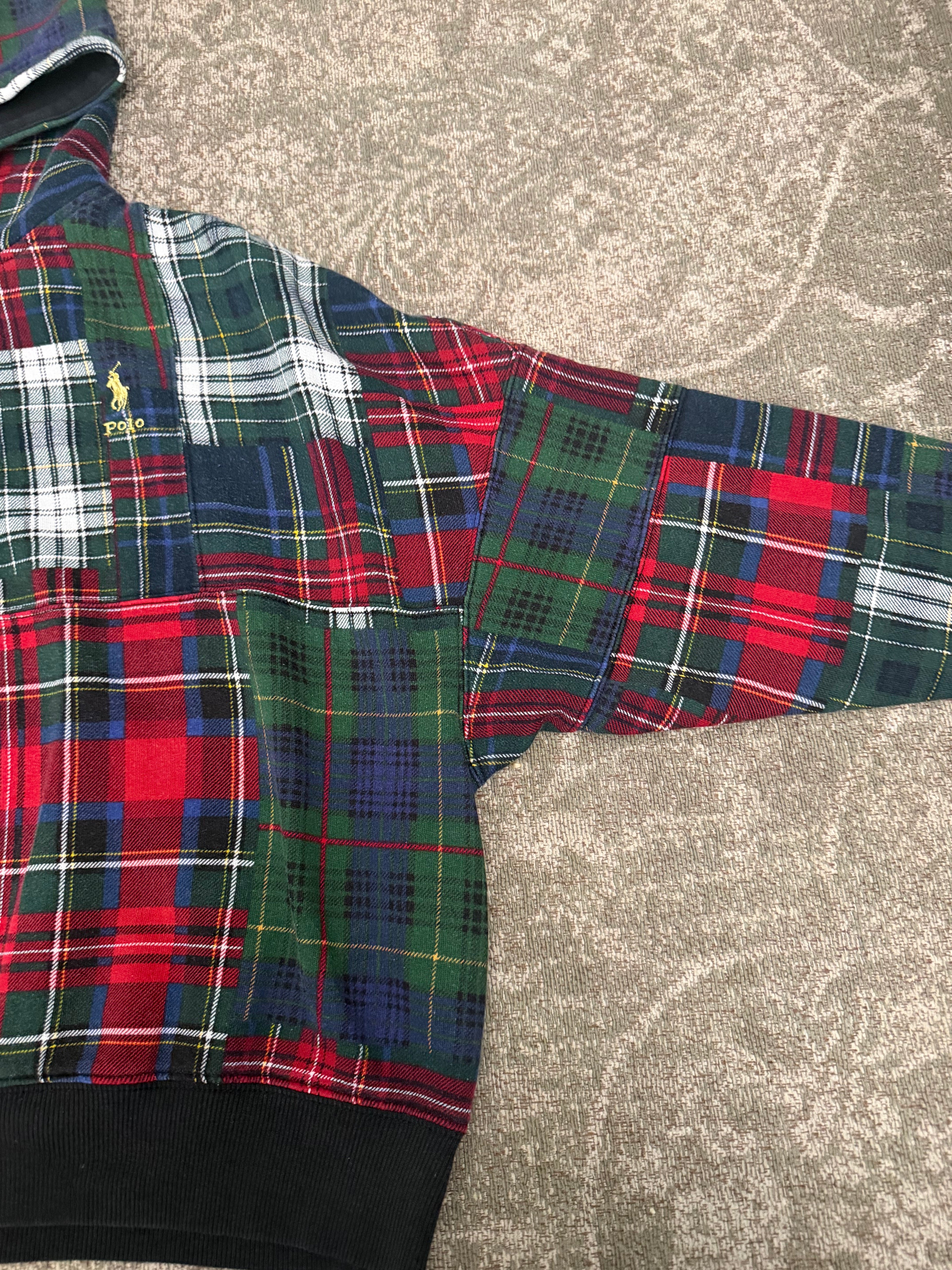 Polo Ralph Lauren Patchwork Plaid Hoodie Red Green