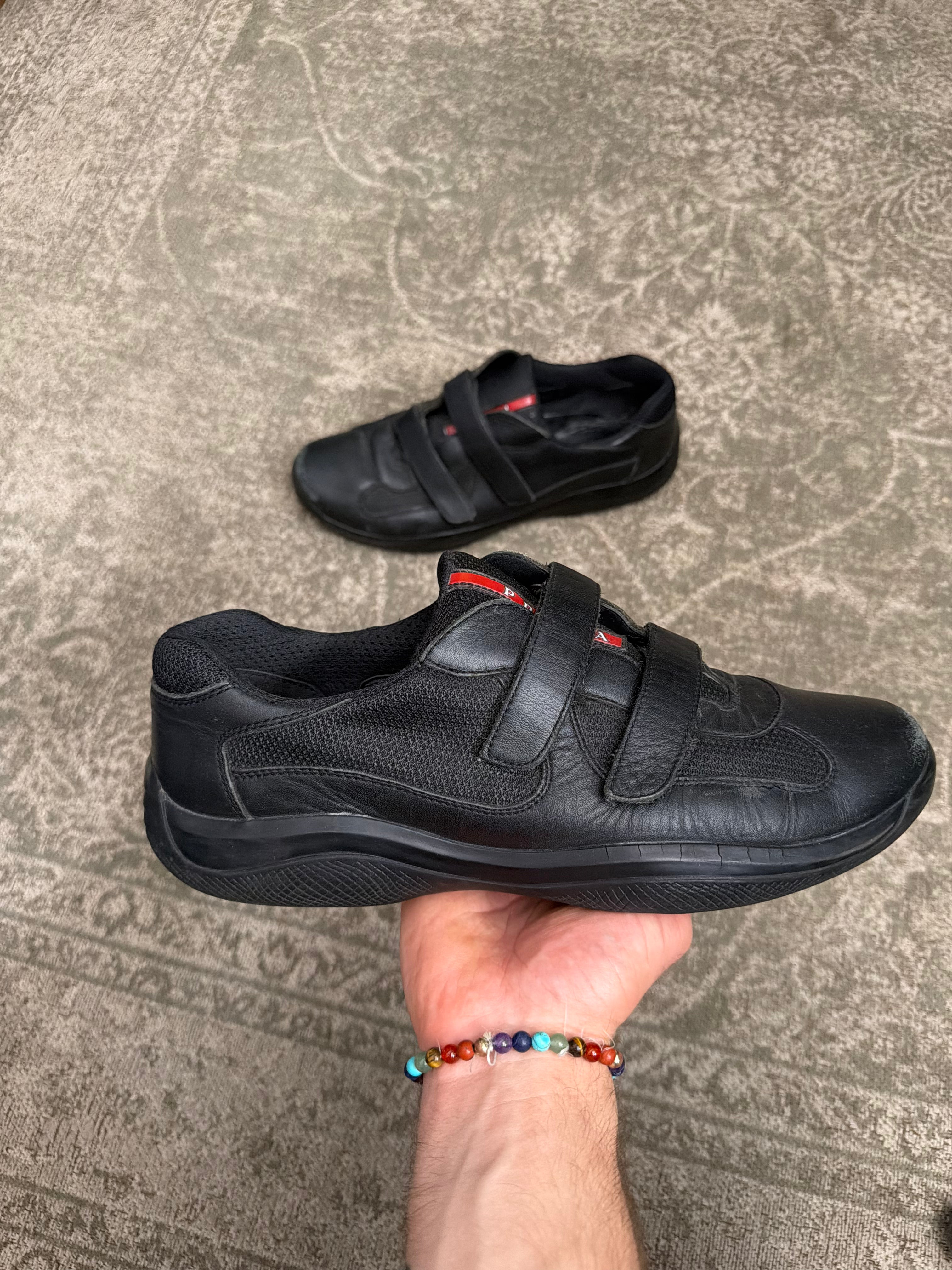 Prada Cup Sneaker Velcro Touch Strap Triple Black