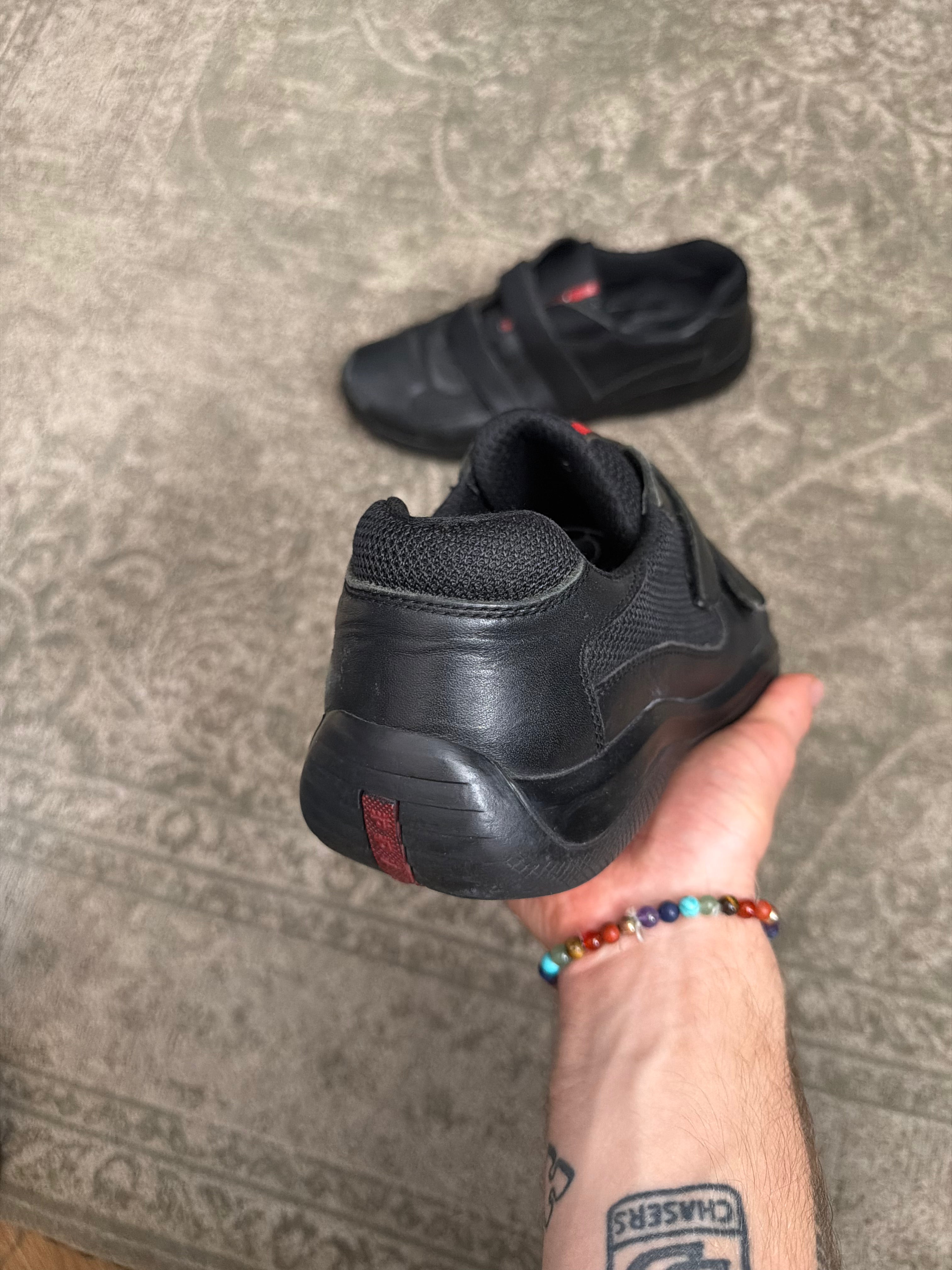 Prada Cup Sneaker Velcro Touch Strap Triple Black